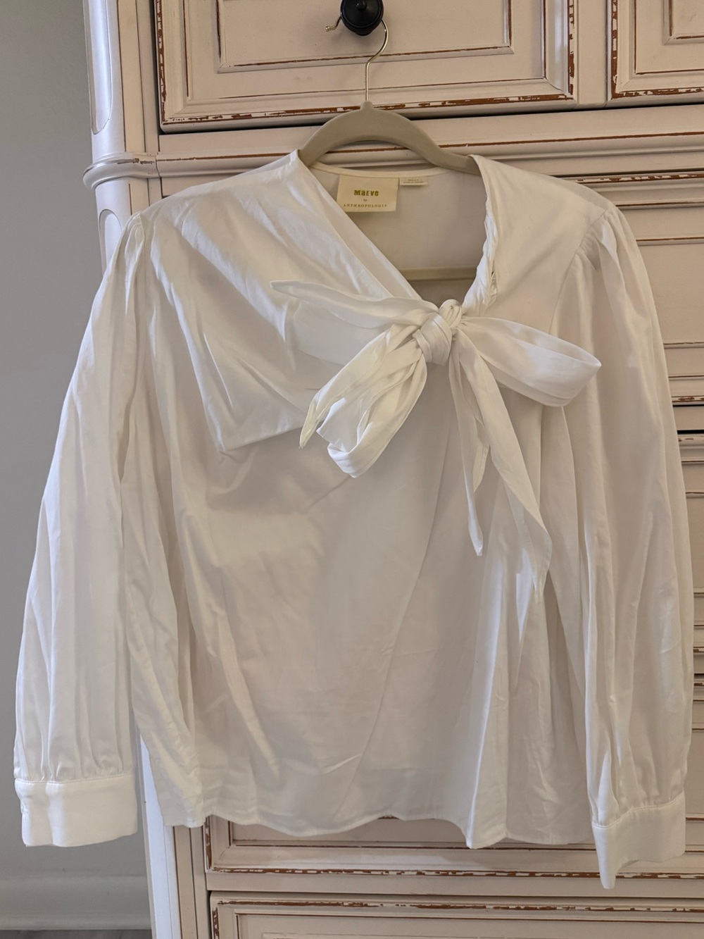 Maeve Anthropologie White Tie Top